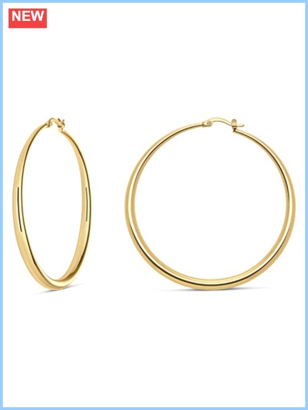14K Gold Plated Hoop Earrings Latch Back Hypoallergenic Women